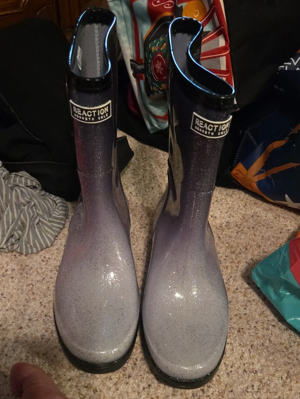 Reaction Kenneth Cole Glitter Ombre Rain Boots - Purple to Gray